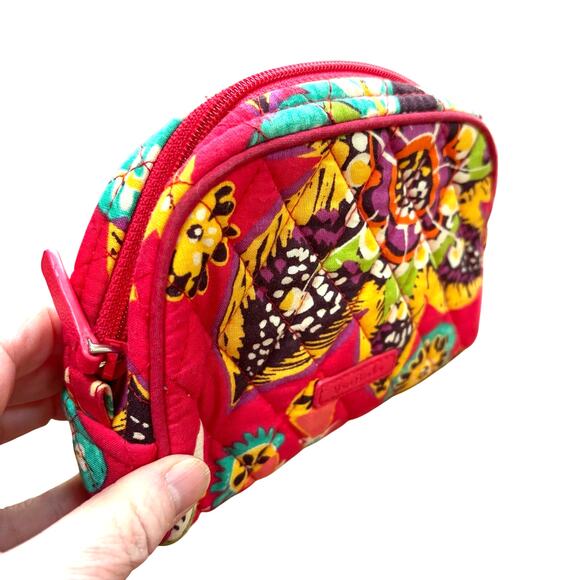 Vera Bradley cosmetics case zipper pouch quilted cotton pink Paisley print - Picture 2 of 8